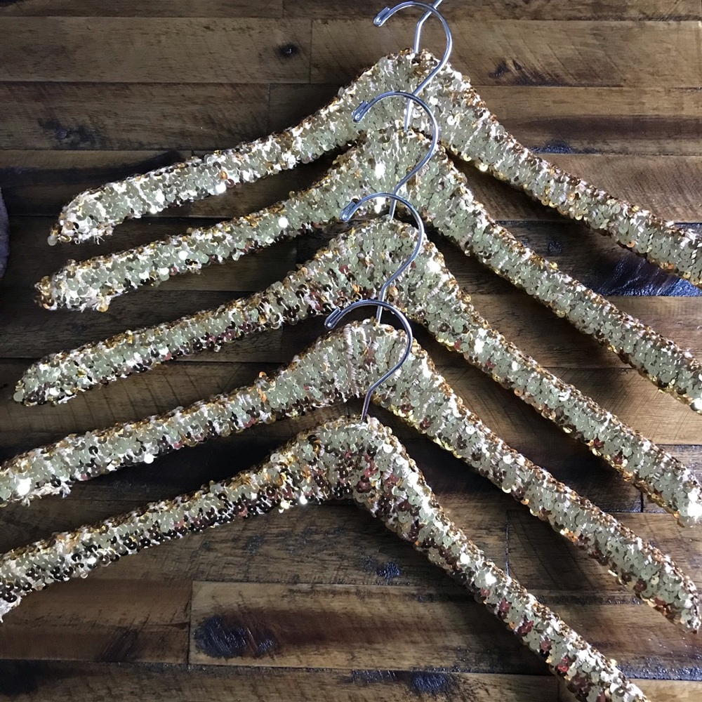 Set of 5 Gold Sequin Hangers